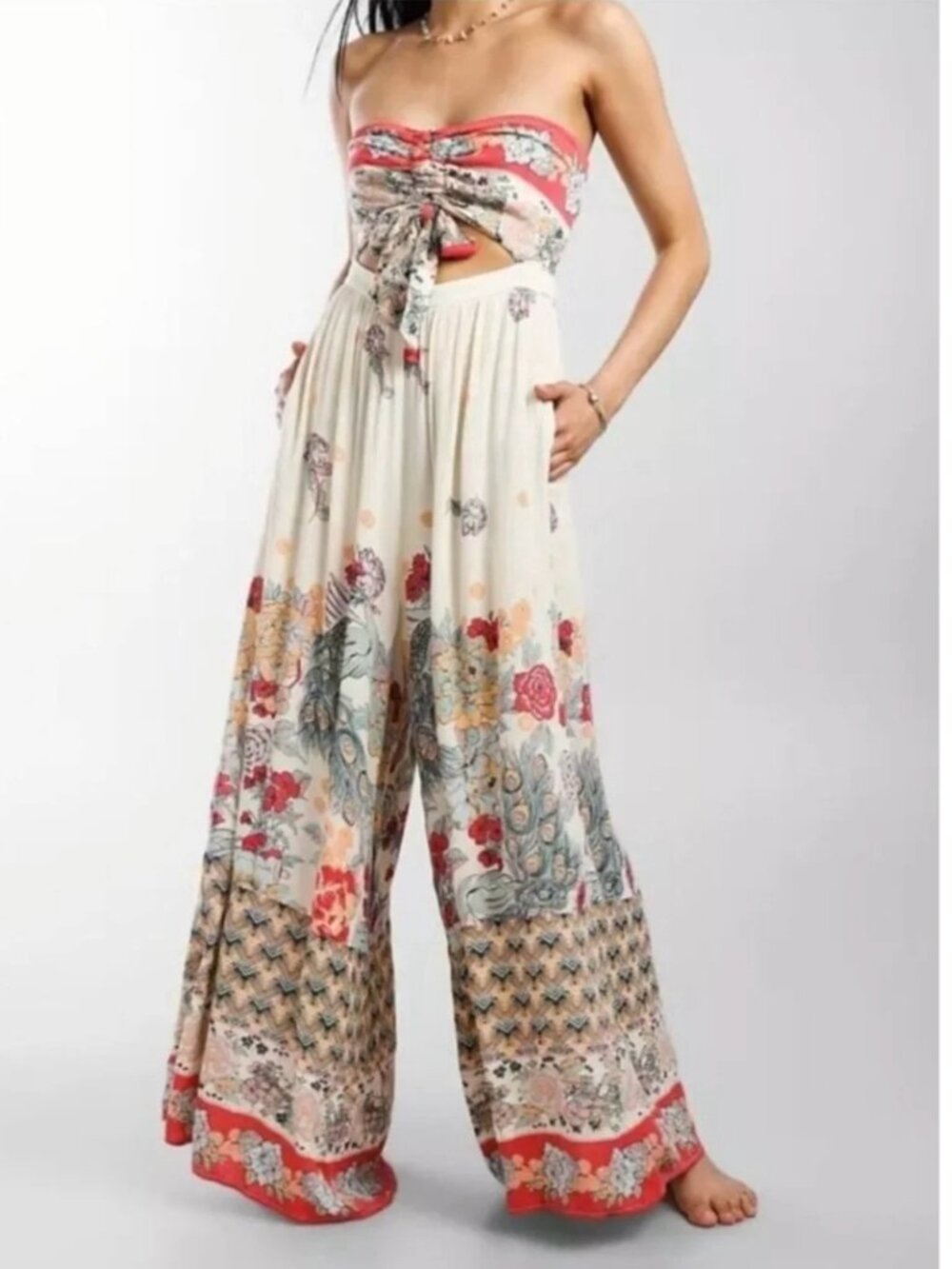 Free People Bali Birds of Paradise One Piece Jumpsuit – Size Small